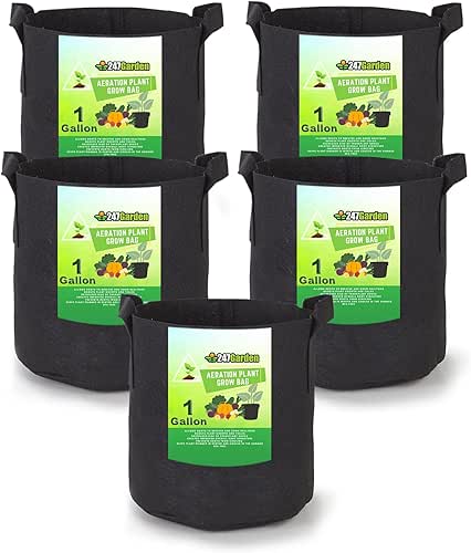 247Garden 5-Pack 1-Gallon Aeration Fabric Pot/Plant Grow Bag w/Handles (260