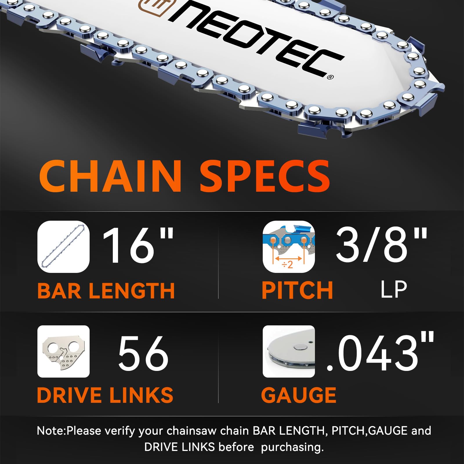 Amazon.com: NEOTEC Milwaukee Chainsaw Chain 16 Inch 3/8