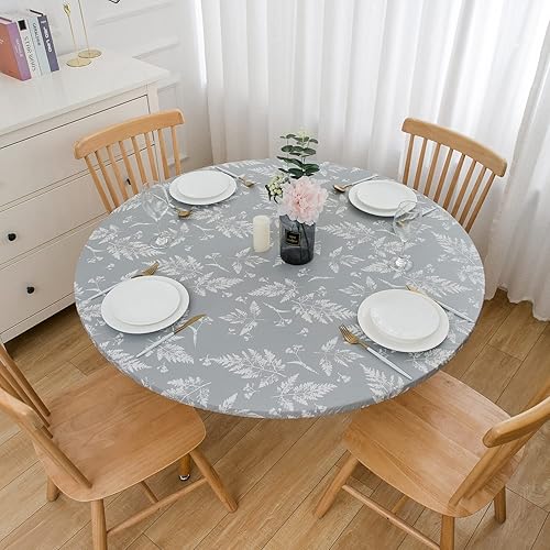 Miniatura 2 de Pioggia Mantel redondo de vinilo ajustable con reverso de franela, mantel elástico, impermeable, a prueba de aceite, mantel de plástico ideal para