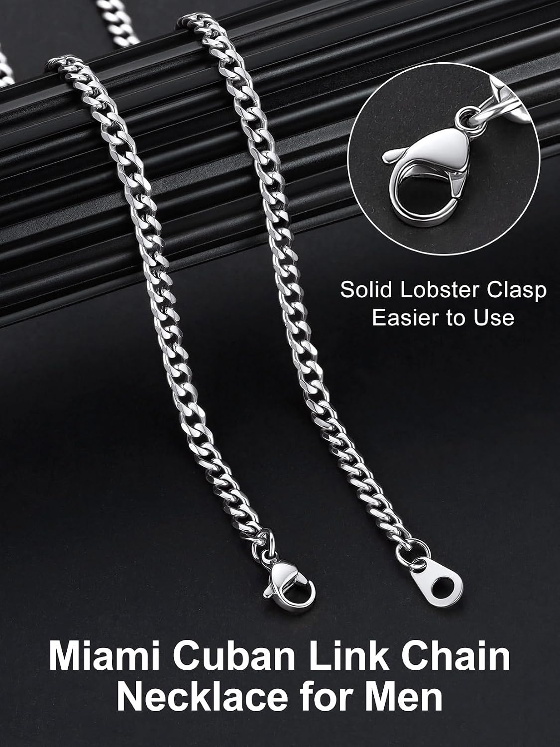 Suplight Cuban Link Chain for Men Women, 18K Gold Plated/Stainless Steel Black Miami Curb Cuban Chain Necklace, 3/6/9/12 mm 14-30 Inch Hip Hop Mens Jewelry, Send Gift Box image 4
