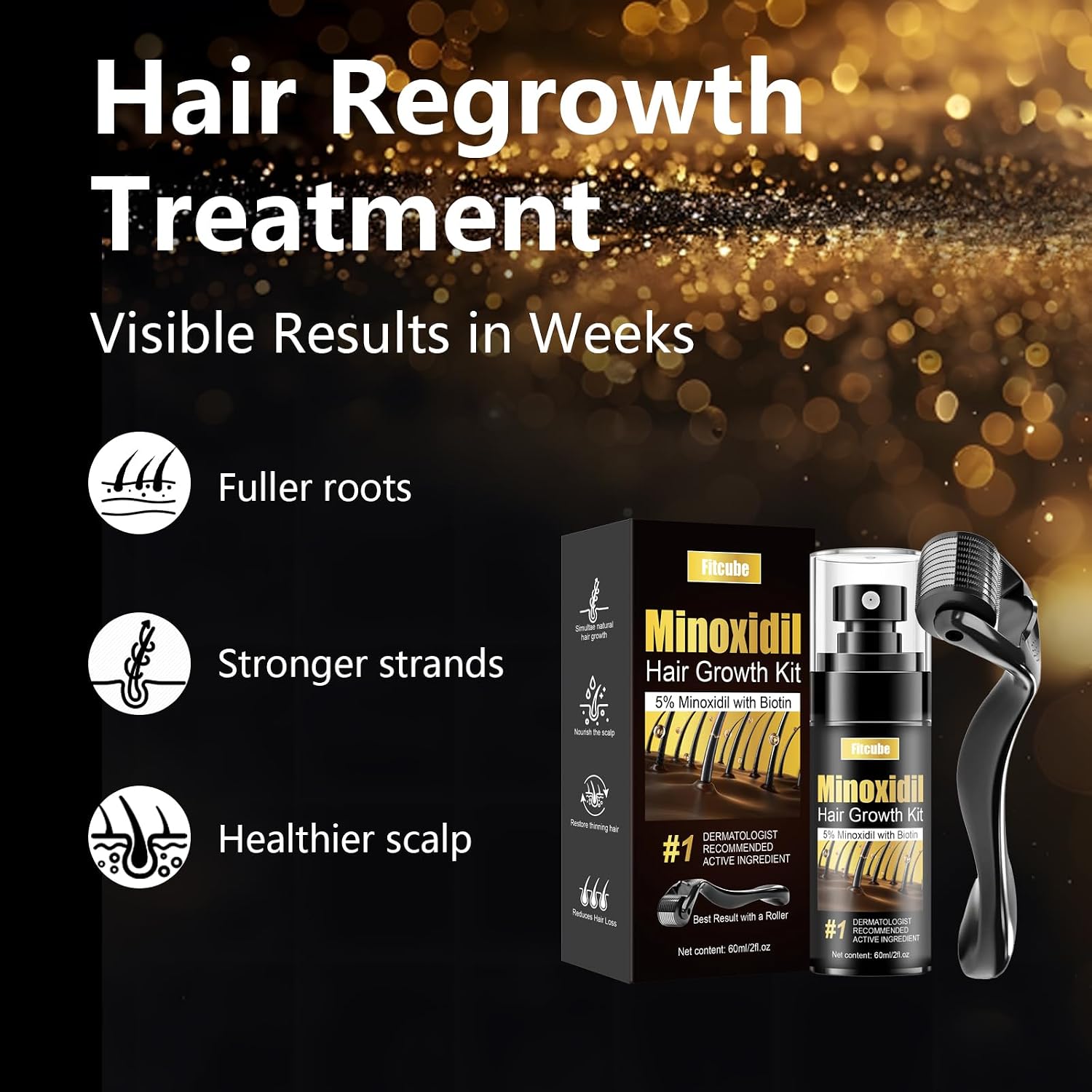 5% Minoxidil for Men,Minoxidil for BeardGrowth Kit, Minoxidilfor Women HairGrowth Kit, HairRegrowth for Men,Beard Growth Serum,with Rosemary forThicker Hair Growth 60ML (1 Pack)