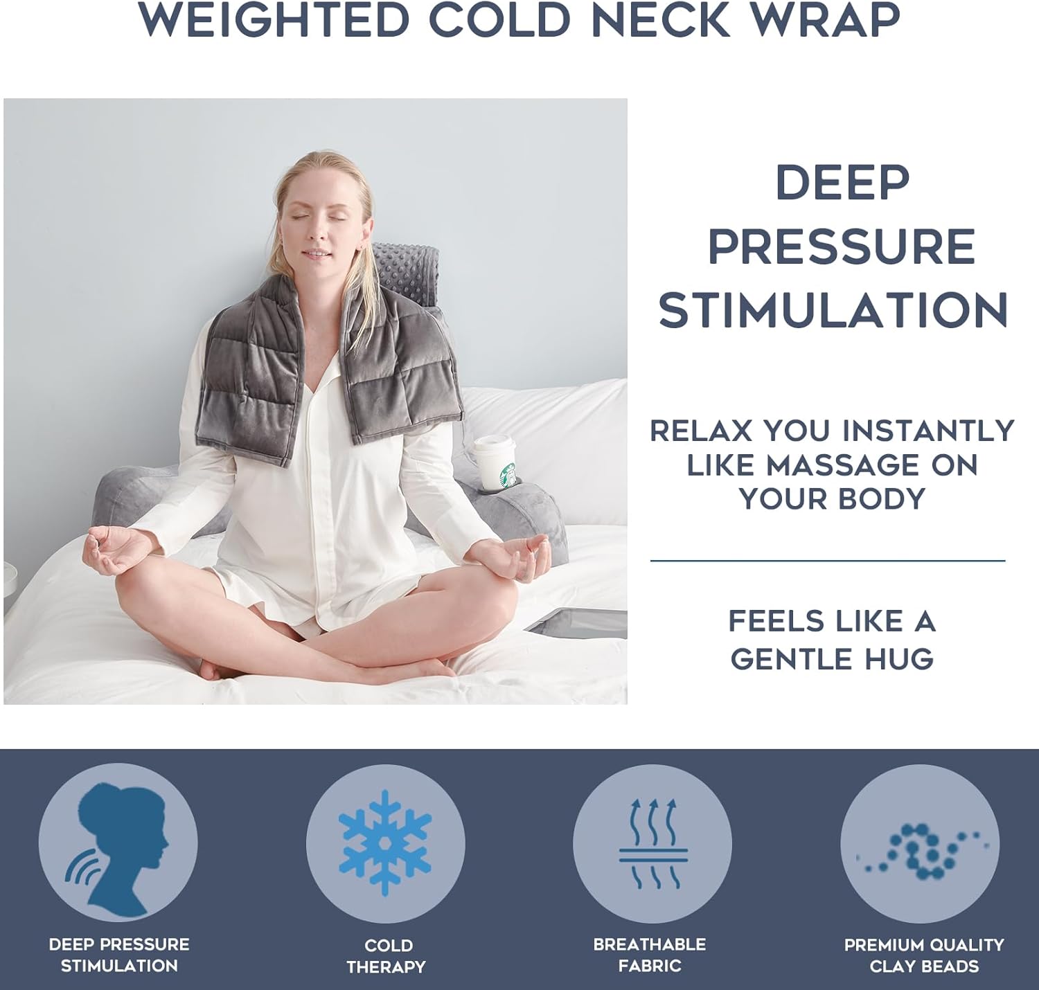 YnM Weighted Wrap for Pain Relief and Relaxation, Multifuntional Extra Large Wrap, Cold Therapy on Shoulds, Neck, Back, Abdominals and More, Filled with Clay Beads, with Removable Cover, 5lb