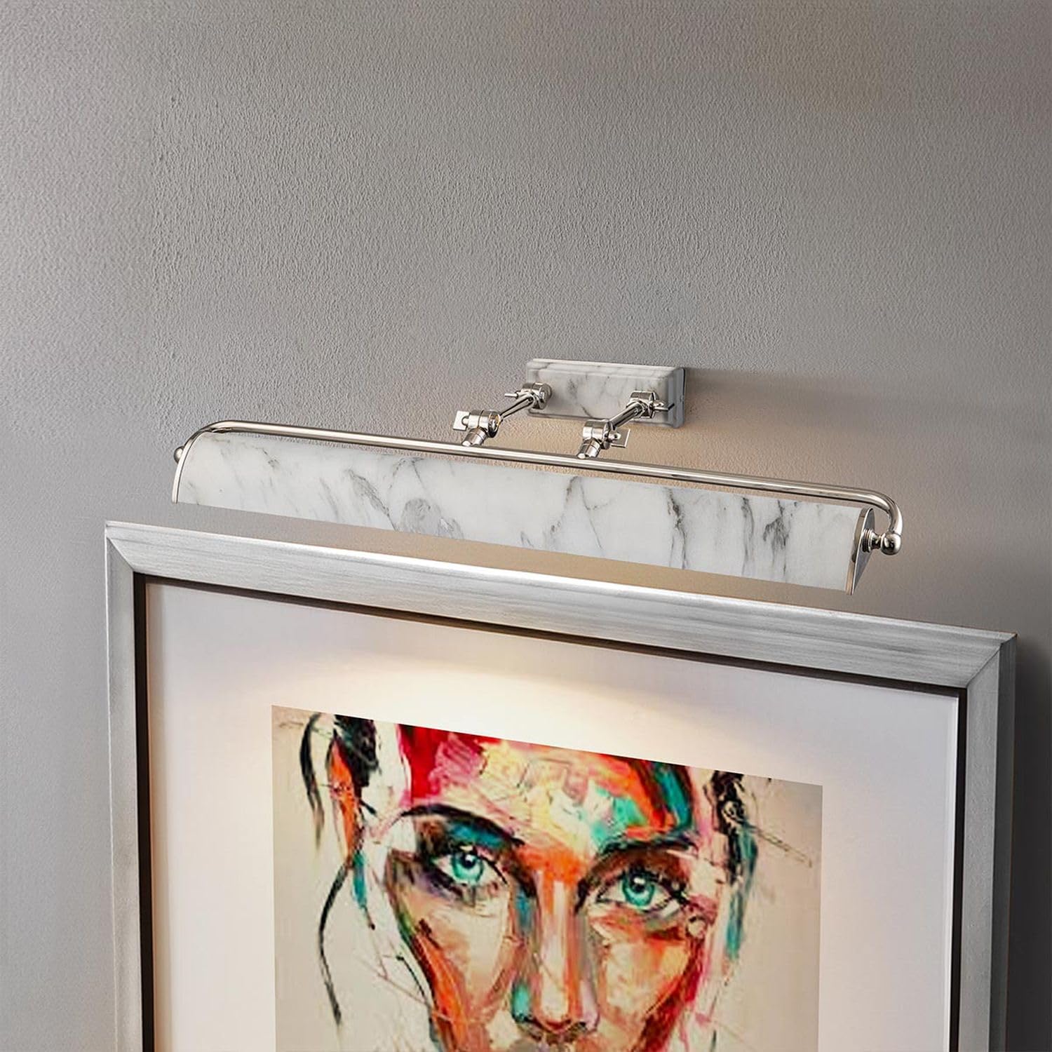 Lámpara para cuadros aspecto mármol 70 cm largo grande 4x E14 regulable diseño vintage lámpara para cuadros galería lámpara de pared pasillo salón