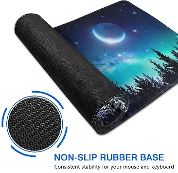 Galaxy Extended Gaming Mouse Pad, Large Stable Rubber Base Mousepad with Stitched Edges, XXL Keyboard Mouse Pad, Desk Mats On Top of Desks for Work,Game,Office,Home 35.4x15.7 in