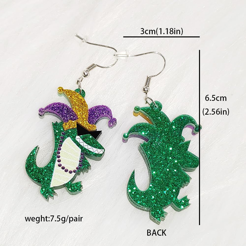 Mardi Gras Earrings Cute Tree Flower Champagne Leaf Stool Dangle Acrylic Earrings For Women sparkle Carnival Fashion Jewelry Gift - Image 4