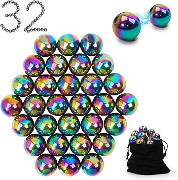 32 Pcs Magnetic Balls Fidget Toy,Adult Fidget Toys, Science Kit for Anxiety Relief,Office Desktop Decoration, Anti Anxiety, Executive Desk Toys ,Building Crafts for Teens Party Favors GiftColorful