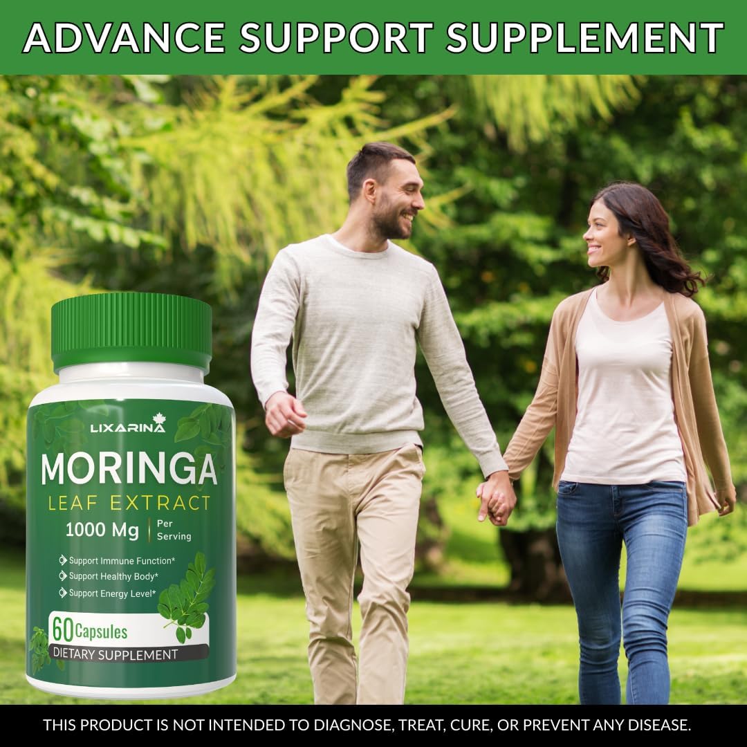 Moringa Capsules | Moringa Powder Organic | Moringa Supplement | Moringa Leaf Extract Powder | 1000MG Complete Green Superfood 60 Count (Pack-5)