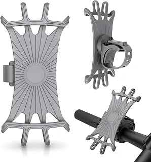 Universal Motorcycle Phone Holder, Bicycle Phone Holder, Smartphone Holder for 360° Rotatable Bicycle, MTB Phone Holder, for iPhone 16/15/14/13, Samsung Smartphone (Grey)