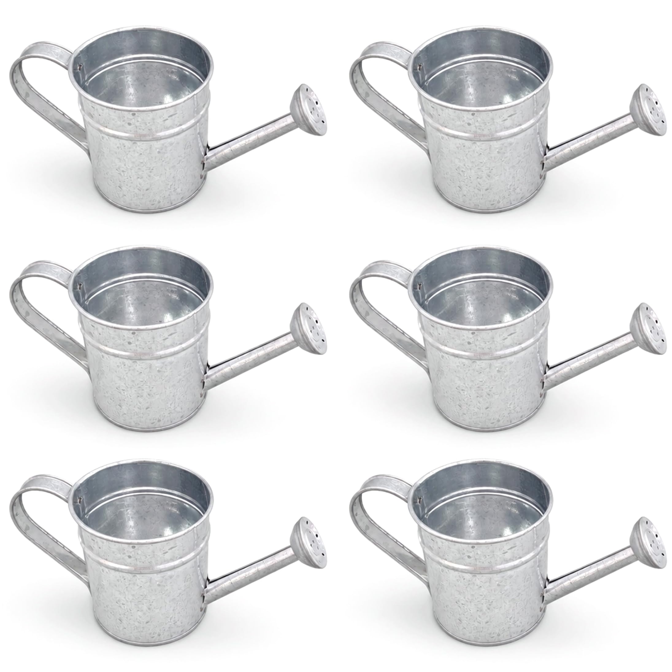 Arrosoir galvanisé en métal (lot de 6) argenté 6x7x6 cm pour vos petites plantes et fleurs