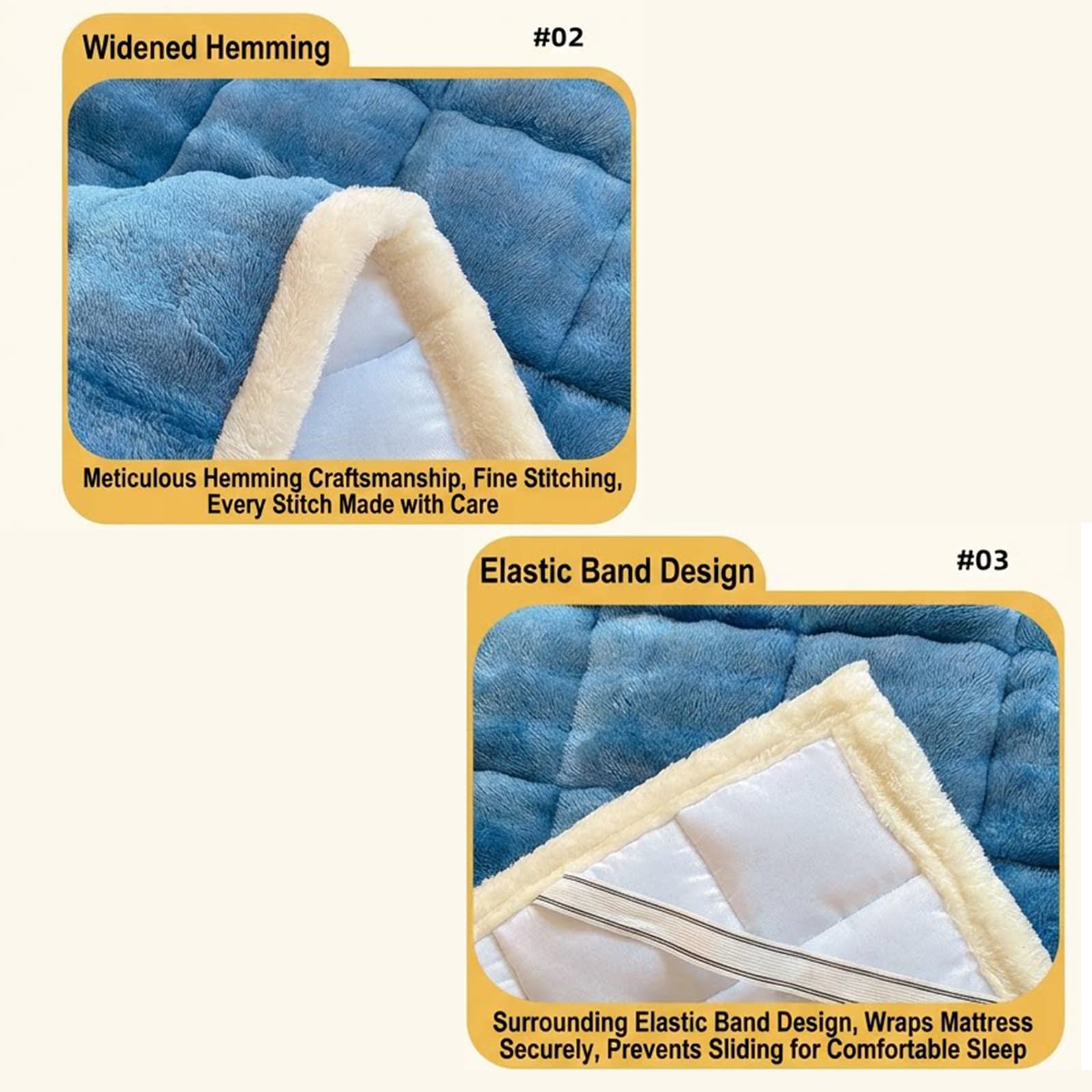Genérico Topper de Colchón Terciopelo Leche, Suelo Plegable, Almohadilla Dormir Cálida para Dormitorio, Cama Invitados Portátil con Fundas Almohada(Camel,180 * 200cm)
