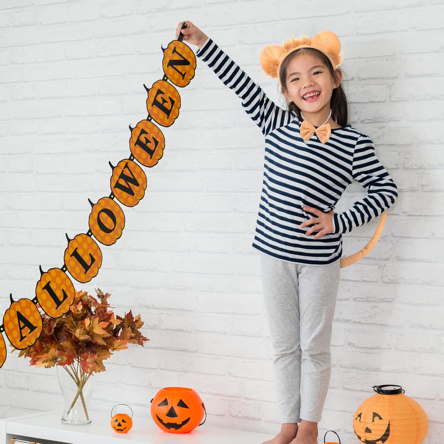 Miniatura 7 de 2 Sets Animal Costume Set Lion Tiger Zebra Giraffe Leopard Elephant Costume Accessory Include Ears Headband Bow Tie Tail