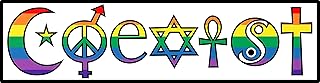 Coexist Harmony Rainbow Sticker - Inclusive Premium Vinyl Decal | for Car Bumper Window Laptop Bottle Hydro-Flask + Celebrate Gay Pride LGBTQ+ Peace Love Star Cross Religion Yin-Yang Sign 6 x 2 inch
