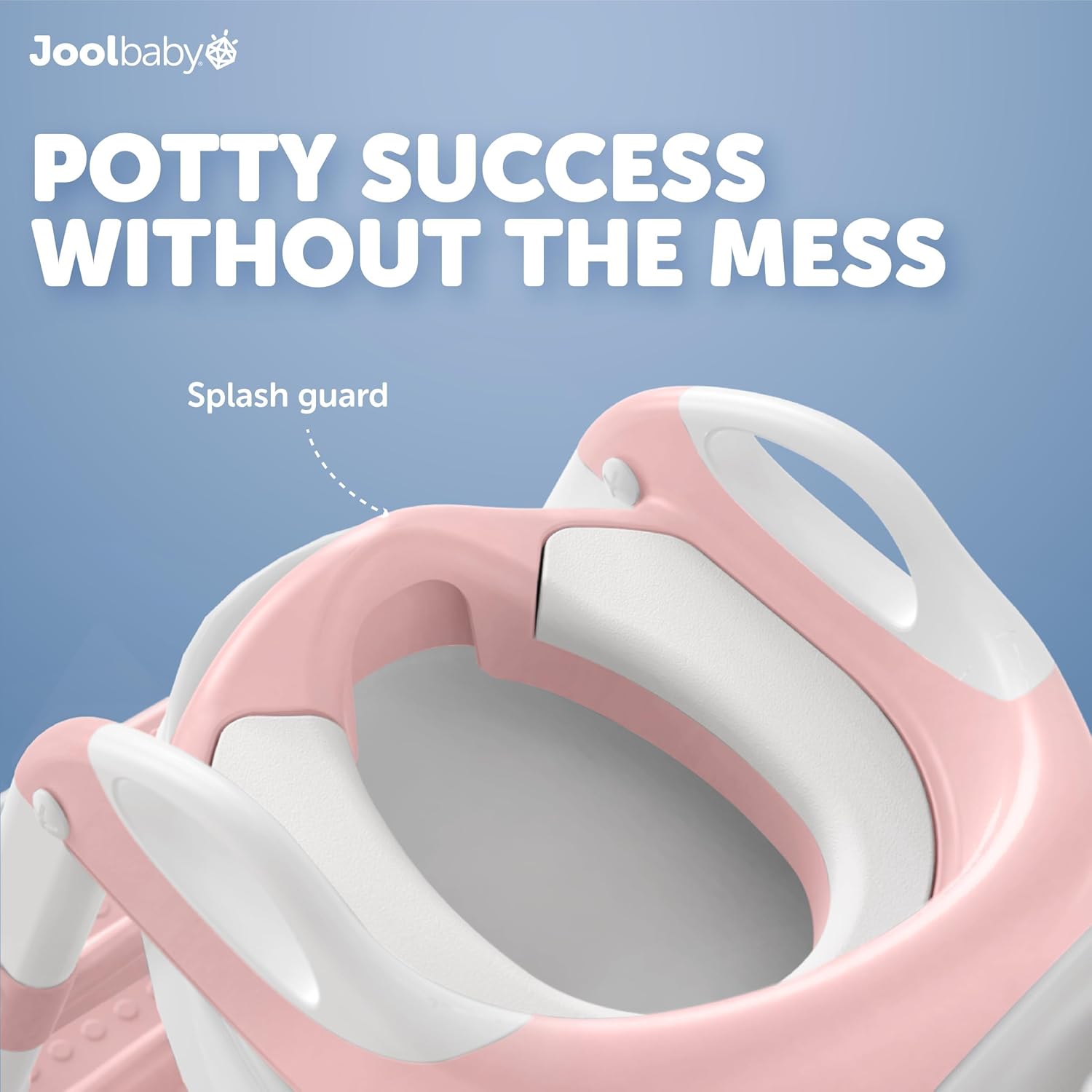 Jool Baby Potty Training Seat with 2 Step Ladder for Toddlers - Splash Guard, Adjustable Height (Pink) - Image 3