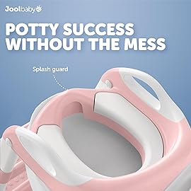 Jool Baby Potty Training Seat with 2 Step Ladder for Toddlers - Splash Guard, Adjustable Height (Pink)