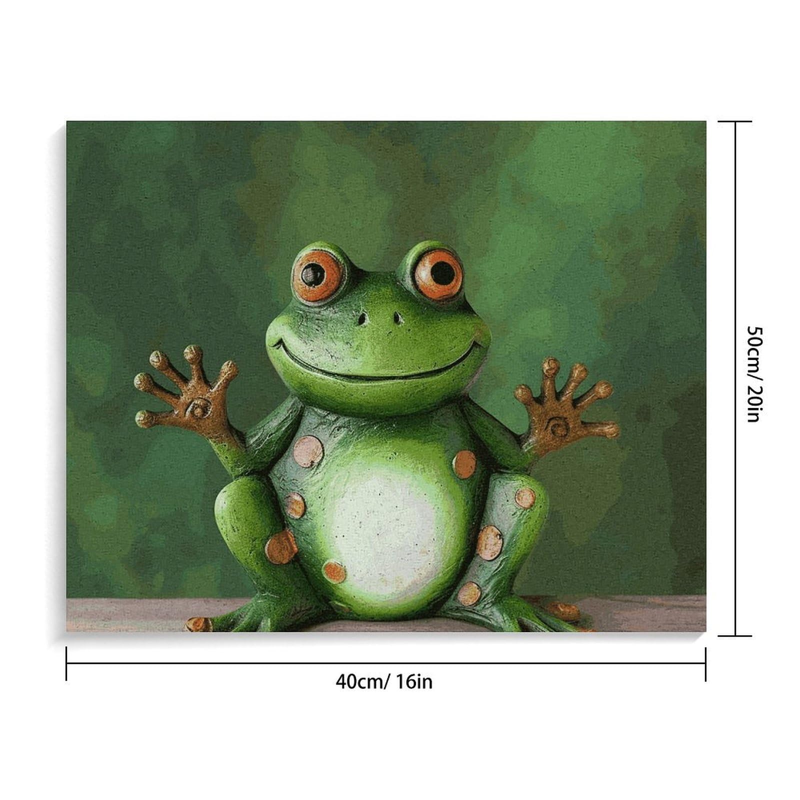 BVNMT Malen nach Zahlen, Motiv: Frosch, bedrucktes Leinwand-Ölgemälde mit Rahmen, 40,6 x 30,5 cm, für Erwachsene, Anfänger, Malen nach Zahlen, für Geschenke, Heimdekoration, Wanddekoration