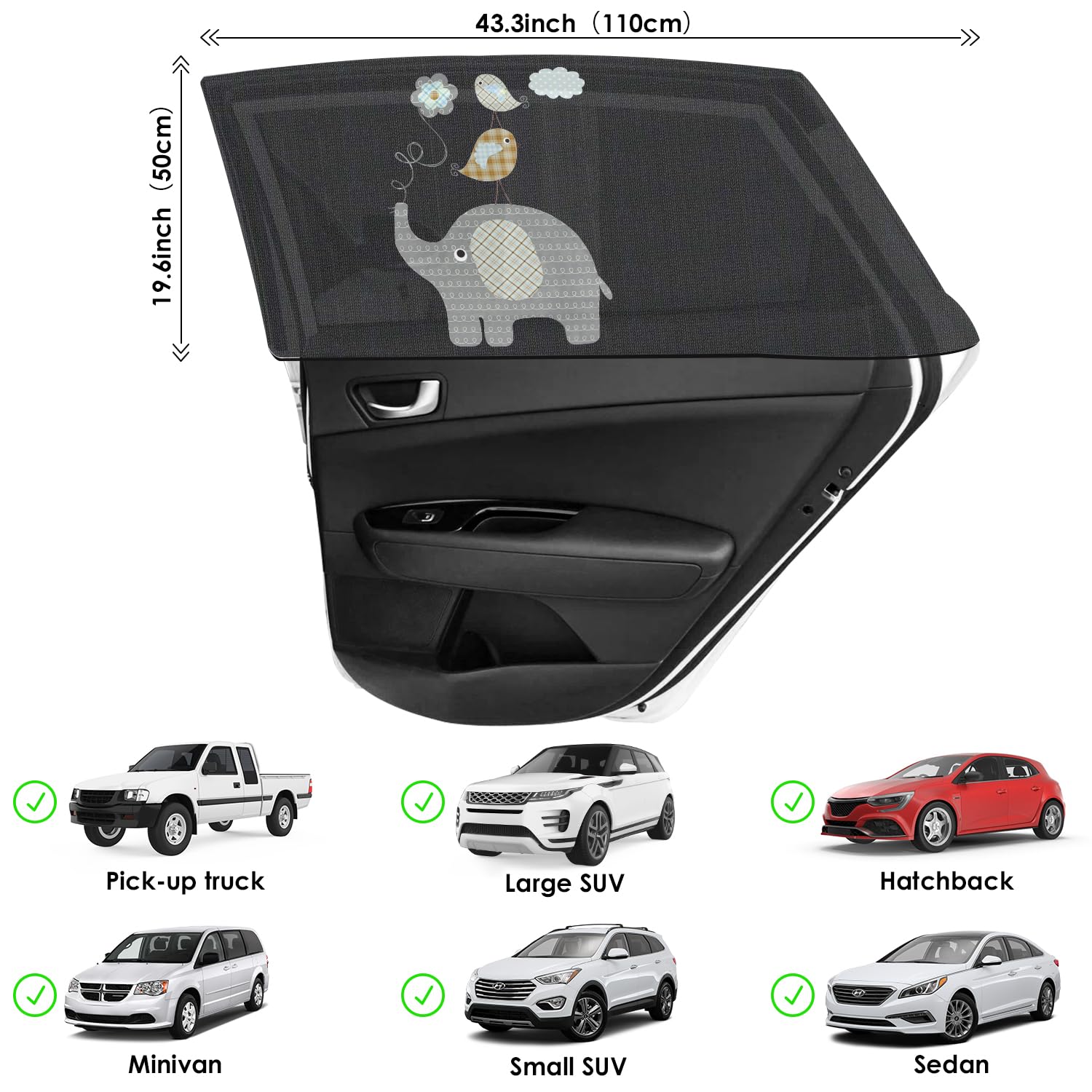 Pakoo Car Window Shade for Baby UV Protection Breathable Mesh Baby Window Covers, Universal Fit Stretchable Sun Shades - Image 3