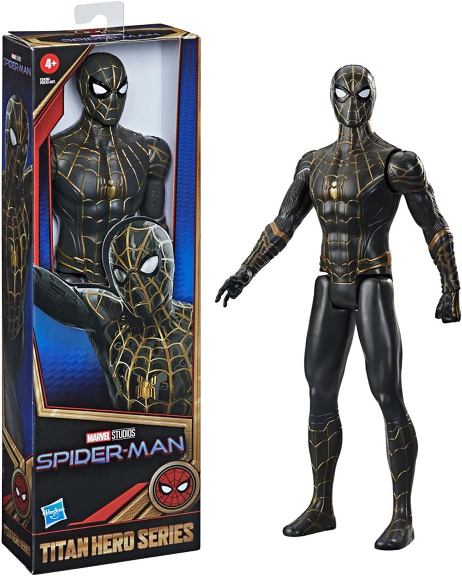 Spider-Man Marvel Titan Hero Series 30-Cm Black and Gold Suit Action Figure Toy, Inspired Movie, For Kids Ages 4 and Up