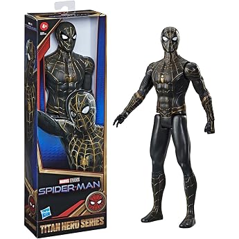 Spider-Man Marvel Titan Hero Series 30 cm Black Gold Suit Action Figure Toy Inspired Movie for Children 4 + Years