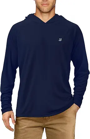  Mens Sun Protection Fishing Hoodie, Long Sleeve UPF 50+ UV Shirts | Lightweight, Quick Dry Rash Guard, SPF, Breathable, Moisture Wicking, Hiking, Swim, Beach, Workout, Running, Outdoor