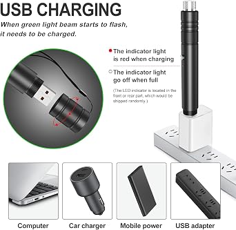2-Pack Green Laser Pointers, USB-A Rechargeable with Star Caps