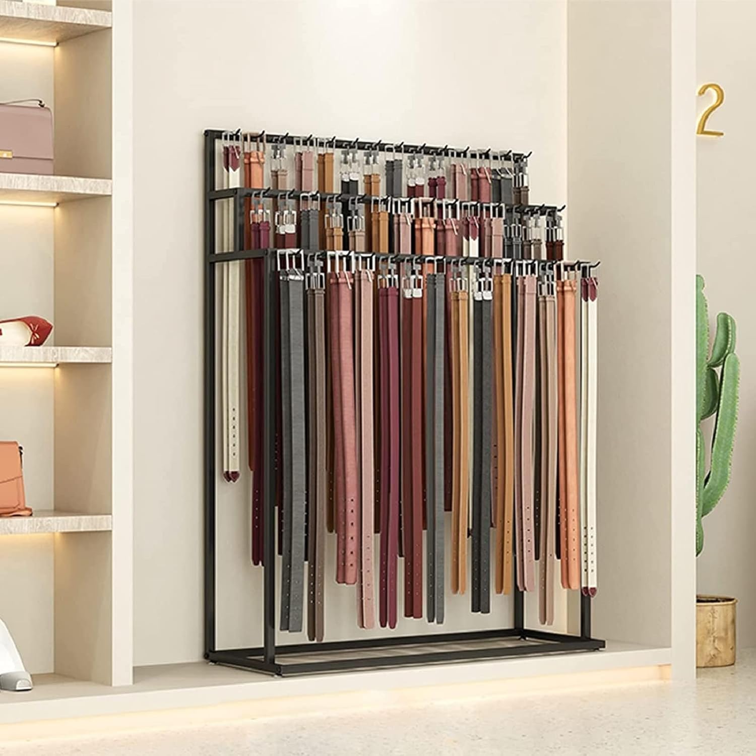 Rolling Mobile Belt Rack with Wheels, Commercial Clothes Hanger Organizer for Retail Stores, Boutiques & Home - Versatile Storage Solution for Easy Access