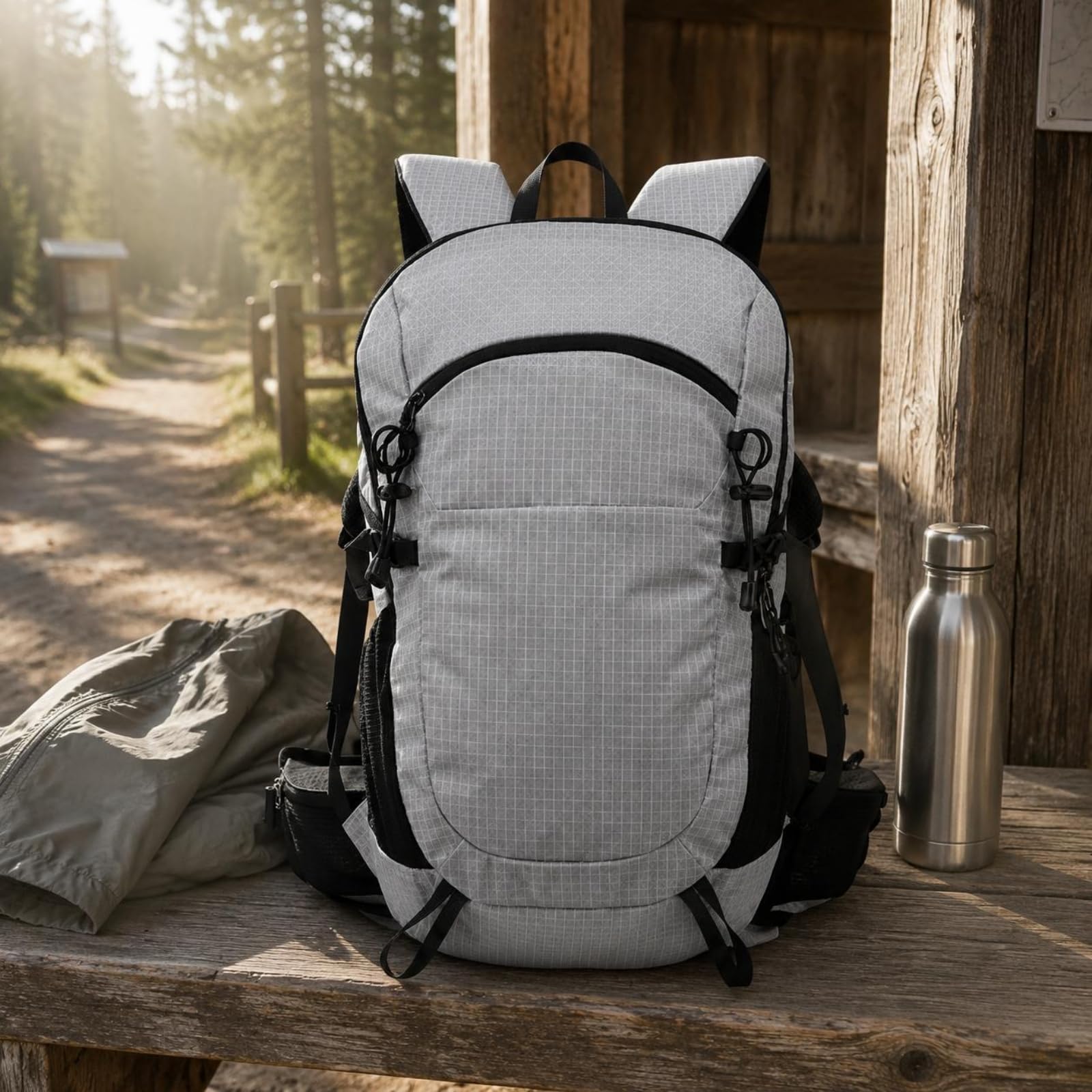 Mochila Outdoor Impermeable Mochila para Caminatas Mochila de Montaña Mochila Casual con Compartimento Frontal con Cremallera y Bolsillos Laterales de, Array, Gris