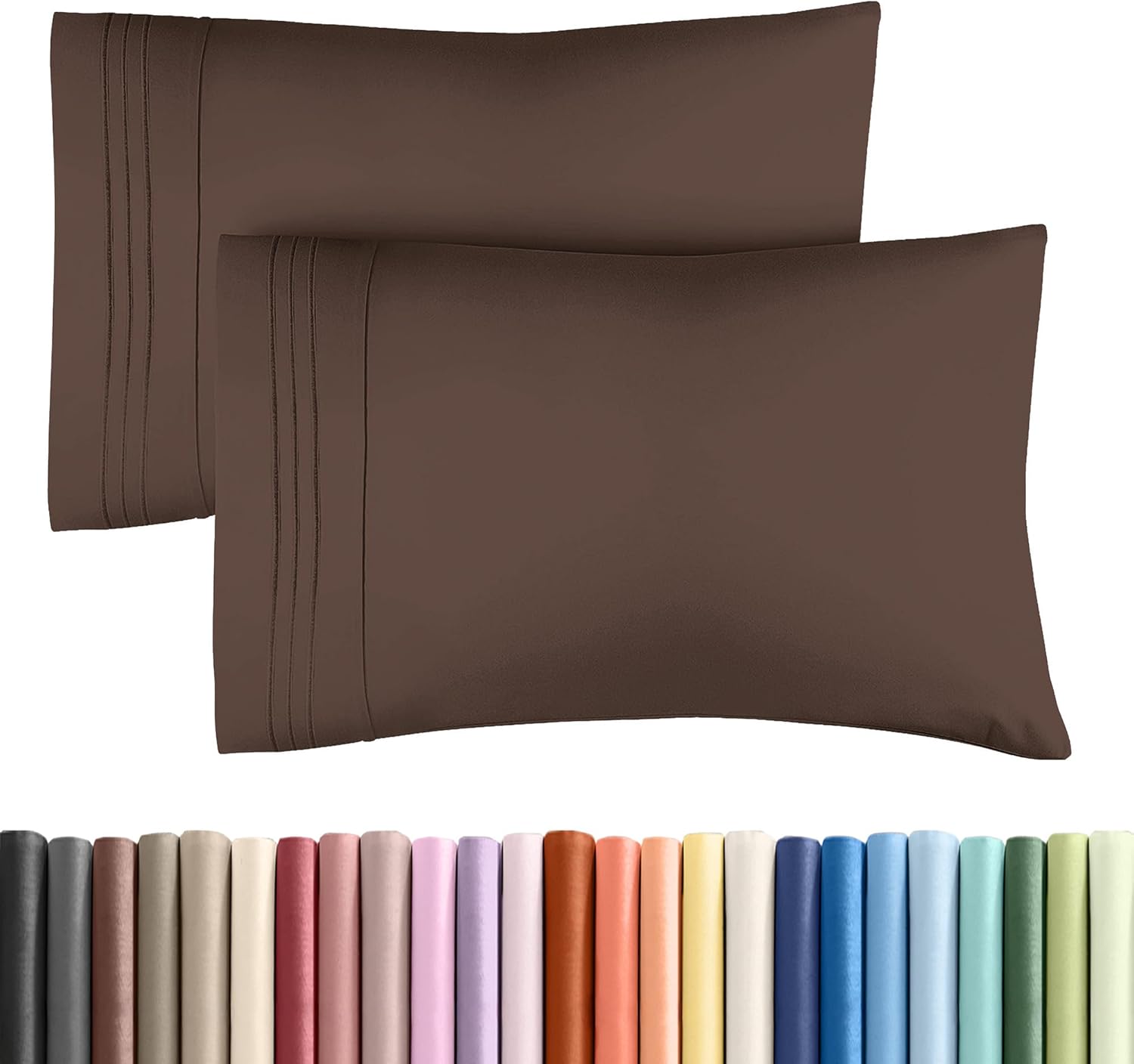 King Standard Pillow Cases Set of 2 - Ultra-Soft Hotel Quality Pillowcase Covers - Comfy, Cozy & Fade Free - Wrinkle Resistant - Machine Washable Pillow Protectors - 2 Piece Set - King Standard Brown