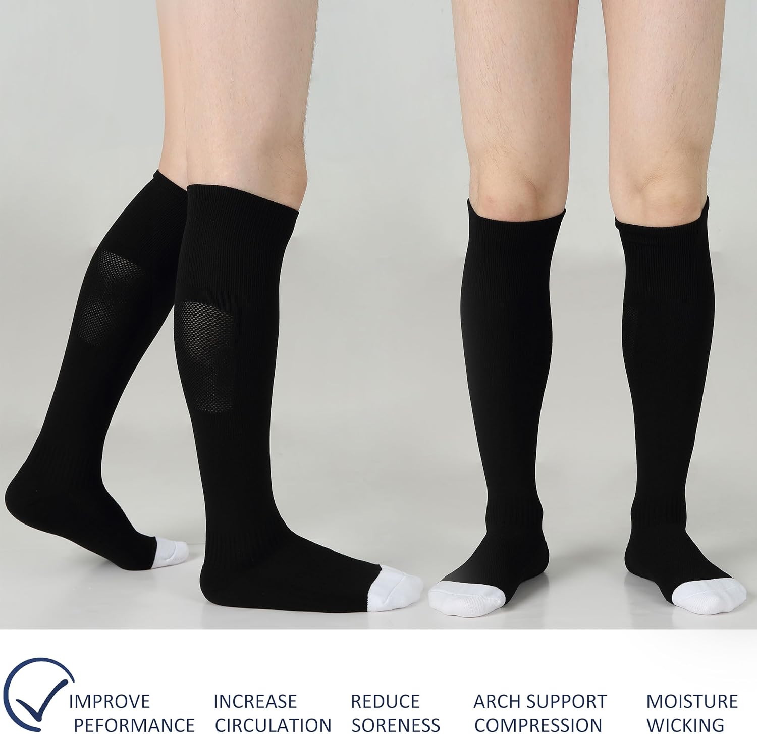 Sunew Soccer Baseball Socks, 2/3 Pack Multi-Sport Athletic Softball Football Volleyball Socks for Youth Adult 4 Size - Image 3