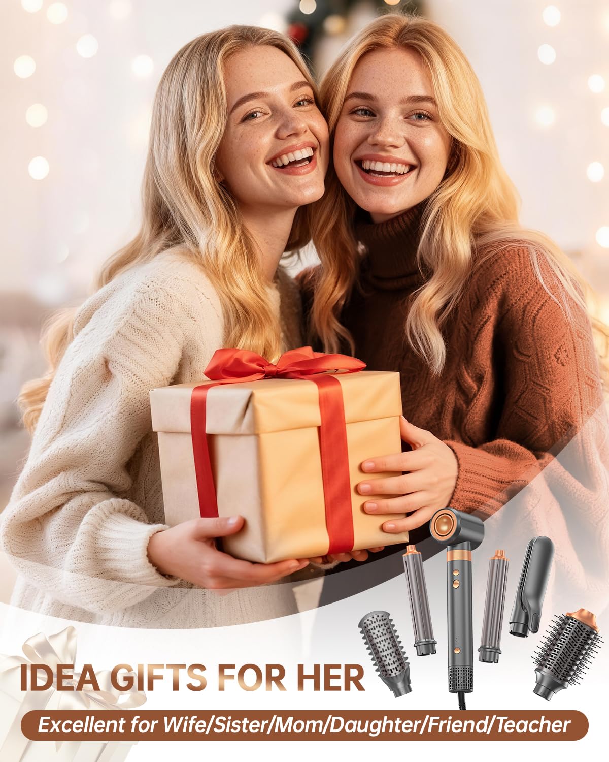 Hair Dryer Brush Air Styler: Dual Voltage 7 in 1 Ionic Multi Styling Tools with Hot Air Straightener, Auto Wrap Curlers, Frizz-Free Volumizer, Fast Blow Drying Curling Straightening and Smoothing - Image 7