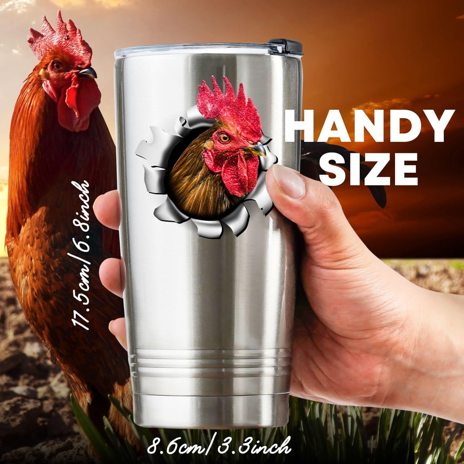 Onebttl Rooster Gifts, Chicken Gifts for Men, Rooster Lover, Chicken Lover, Women, Funny Rooster Coffee Mug, Stainless Steel Tumbler 20OZ