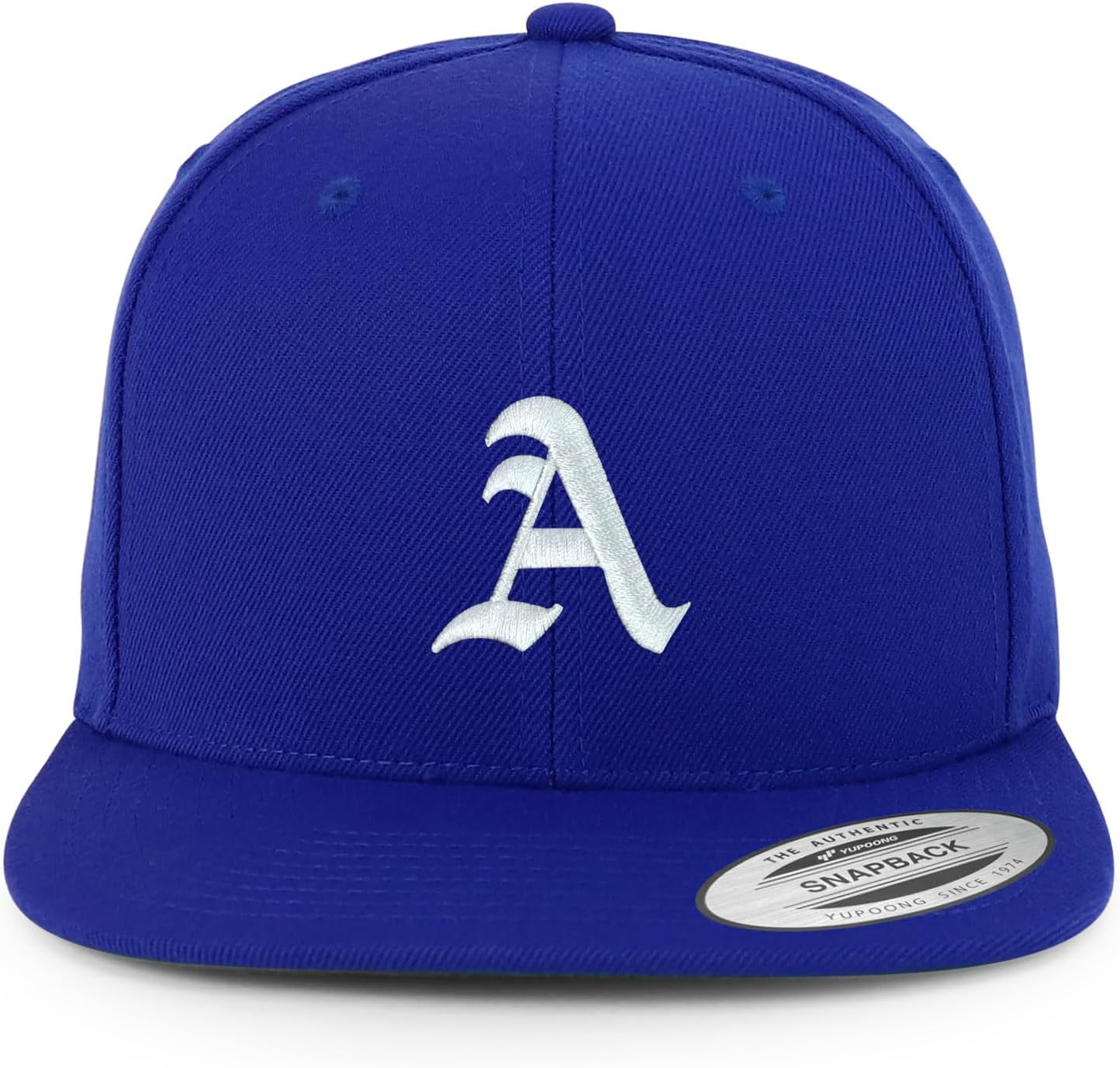 Trendy Apparel Shop Old English A Embroidered Flat Bill Snapback Cap