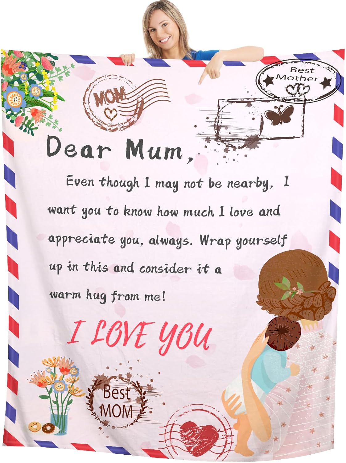 ZEEJORY Mum Blanket, Gifts for Mum, Mum Gifts from Daughter or Son