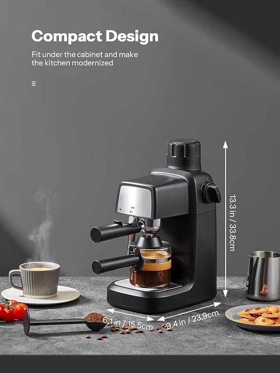 Reemix Espresso Machine 3.5 Bar, 800W Compact Size Coffee Maker