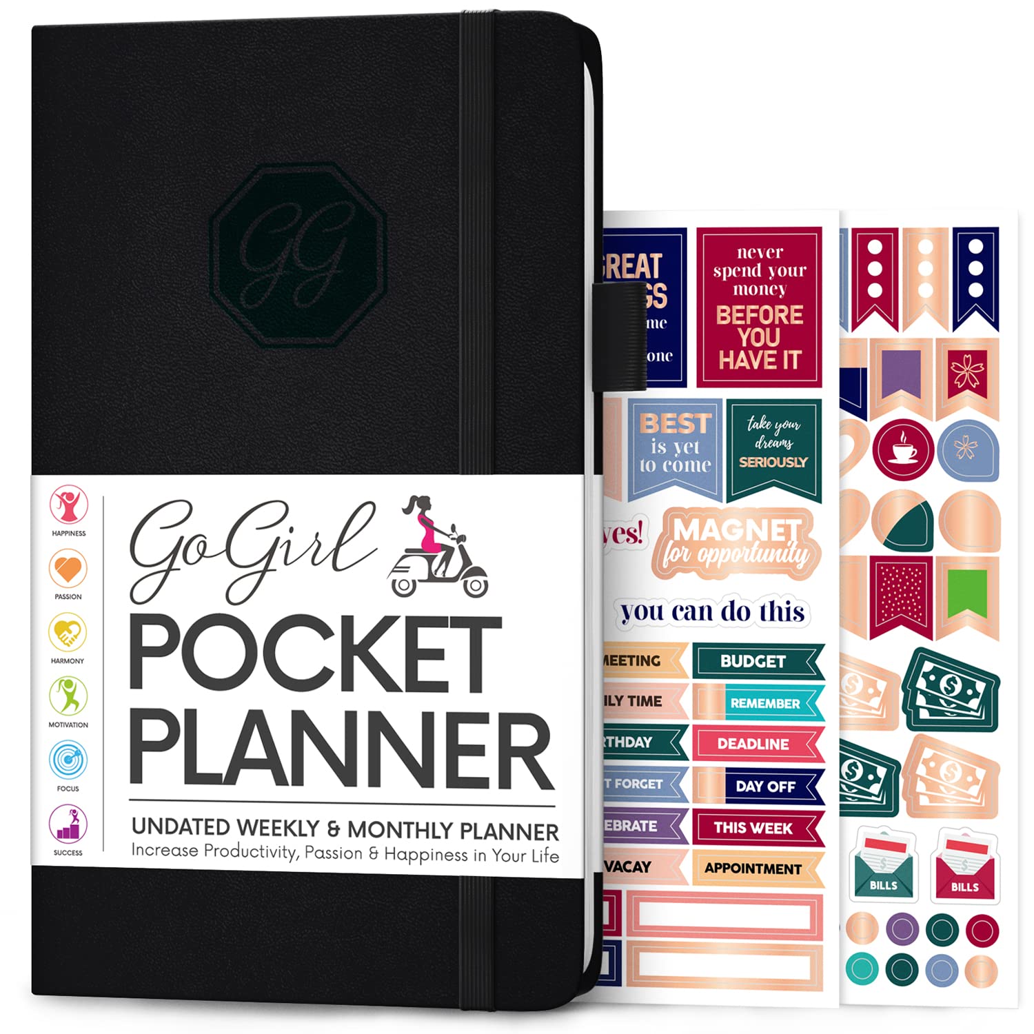 GoGirl Planner and Organizer for Women, Pocket Size Weekly Planner, Goals Journal & Agenda to Improve Time Management