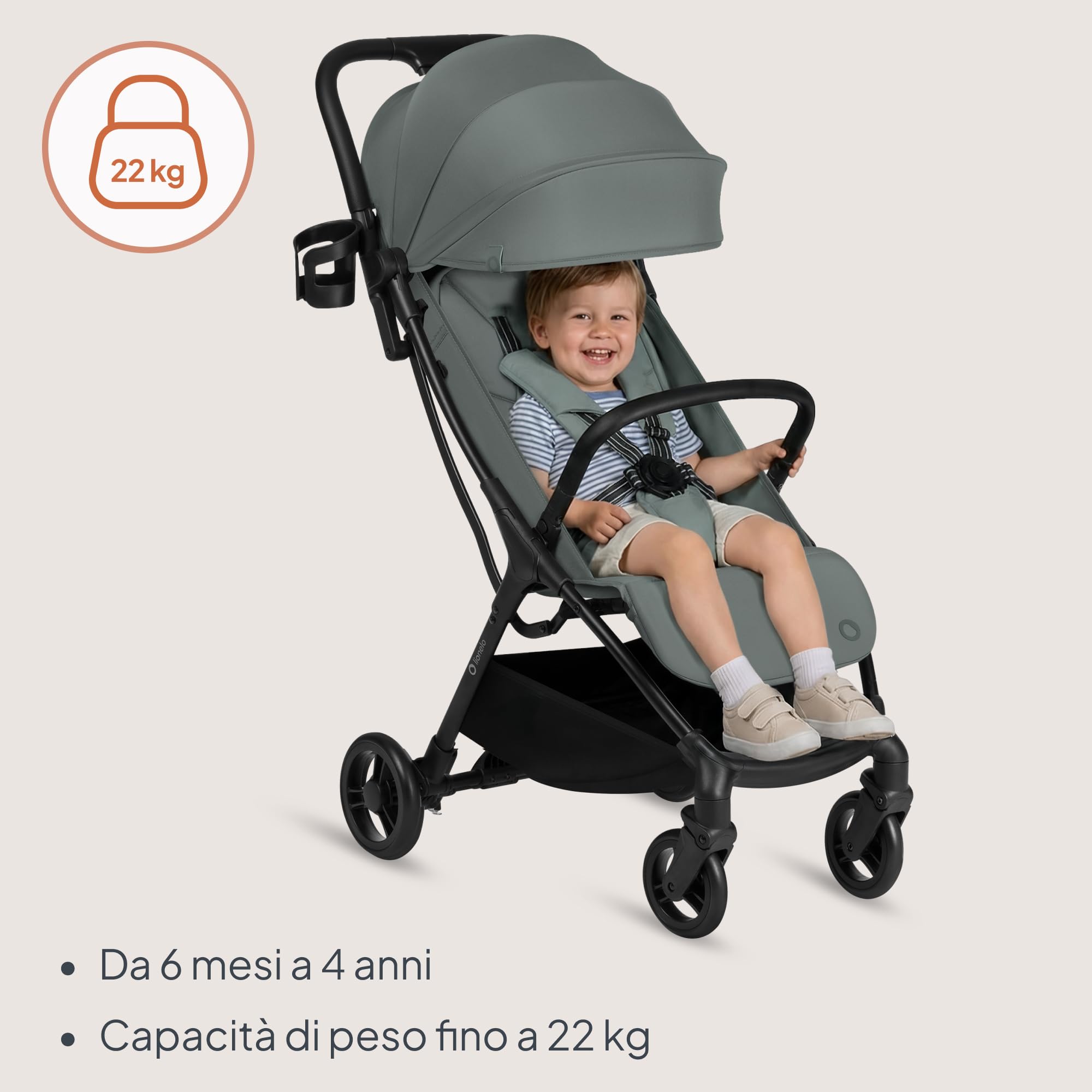 Lionelo AGIA Passeggino Compatto Leggero 22 kg 4 anni Pieghevole