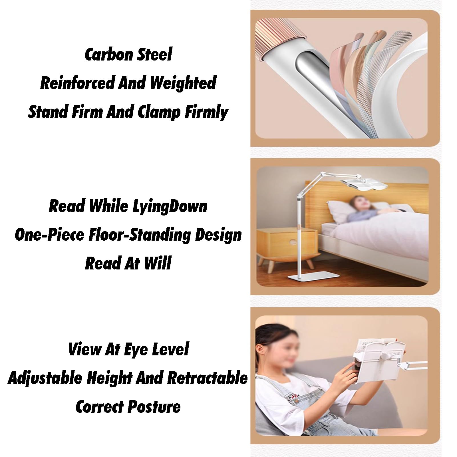 Generico Supporto Regolabile per Libri da Lettura, Libri di Cucina, spartiti Musicali e Laptop – Altezza 55-170 cm con fermapagine per Un utilizzo a Mani libere, Perfetto per casa e Ufficio.