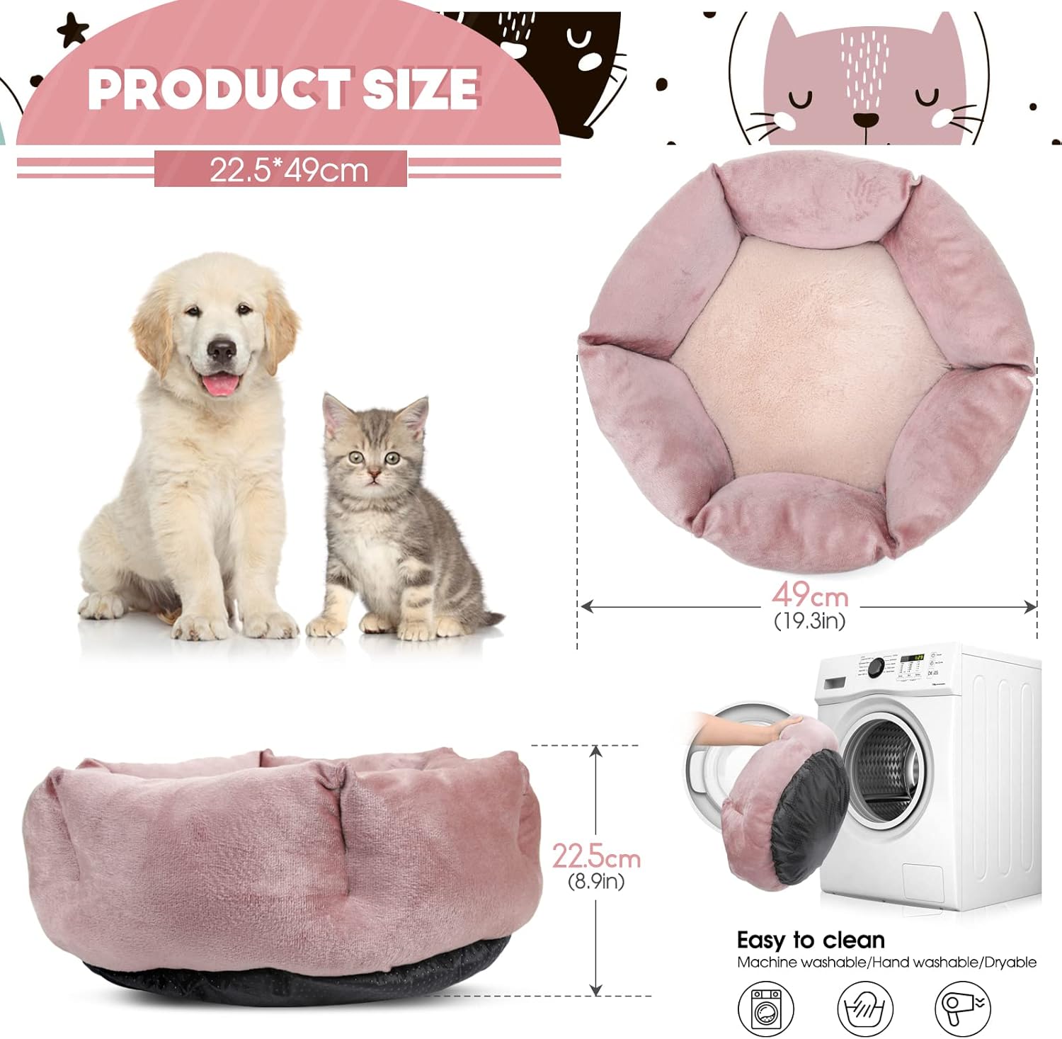 Buy Kphico Pet Dog Bed for Small Dogs Washable Round Cat Beds for