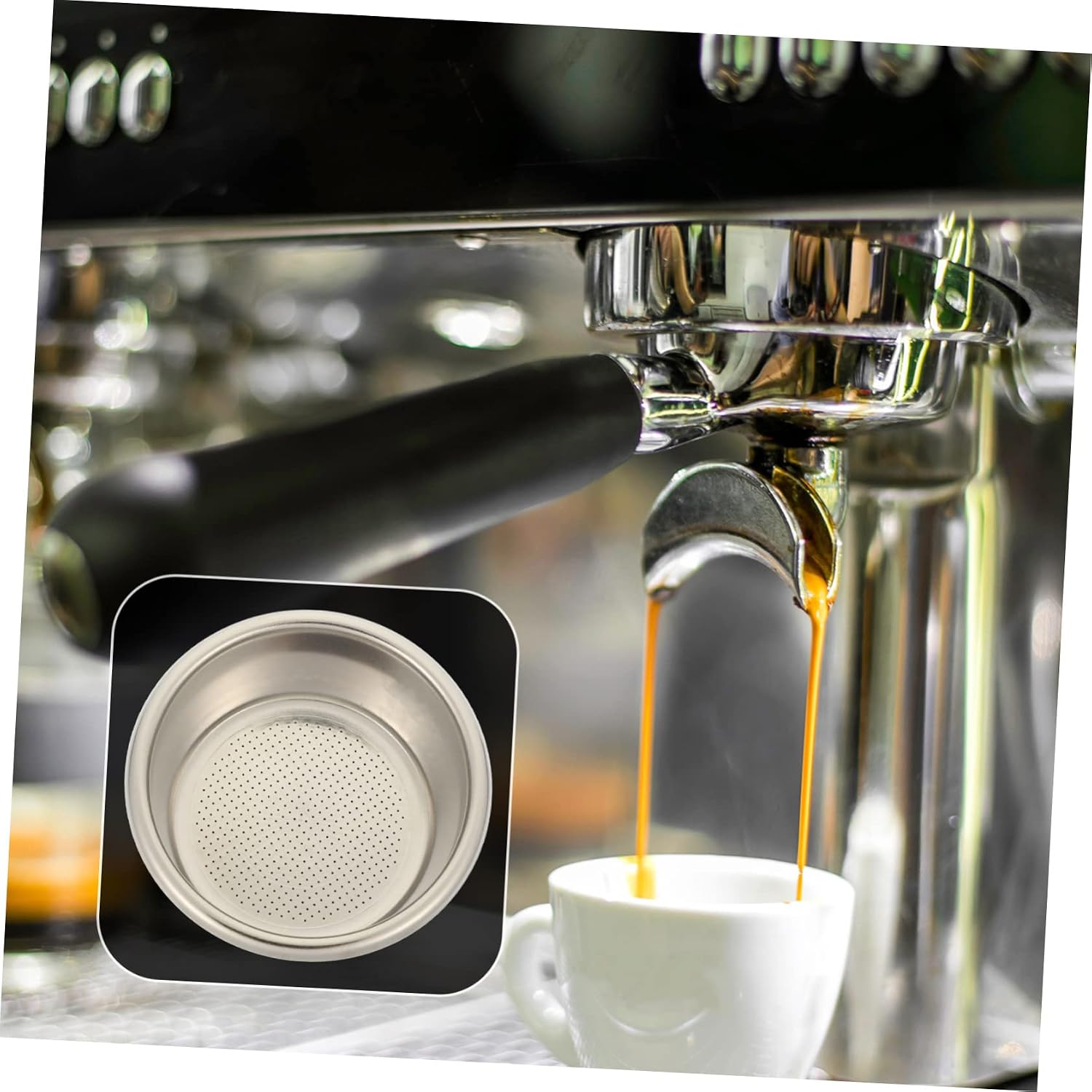 Housoutil 2pcs Espresso Filter Cup Machine Filter Powder Strainer Stainless Steel for