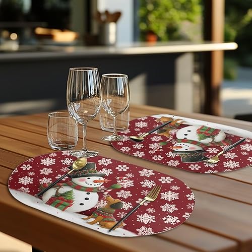 Miniatura 118 de Heat Resistant Placemats Oval Placemats Set of 6 Leather Washable and Wipeable Non Slip Place Mats, Waterproof Modern Dining Table Mats, Oval Floral
