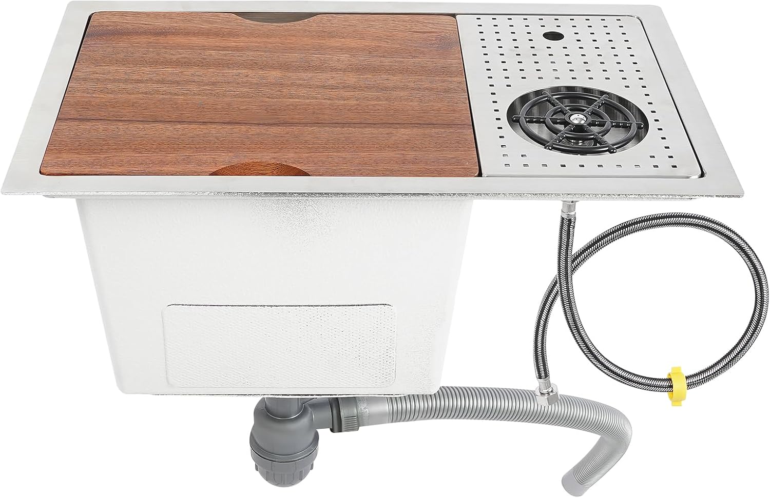 23’’x14'' Undermount Bar Sink with Glass Rinser and Chopping Board, 304 Stainless Steel Workstation Sink, Single Bowl Kitchen Sinks with Cup Washer for Home, Bars, Cafes, Restaurants, RV