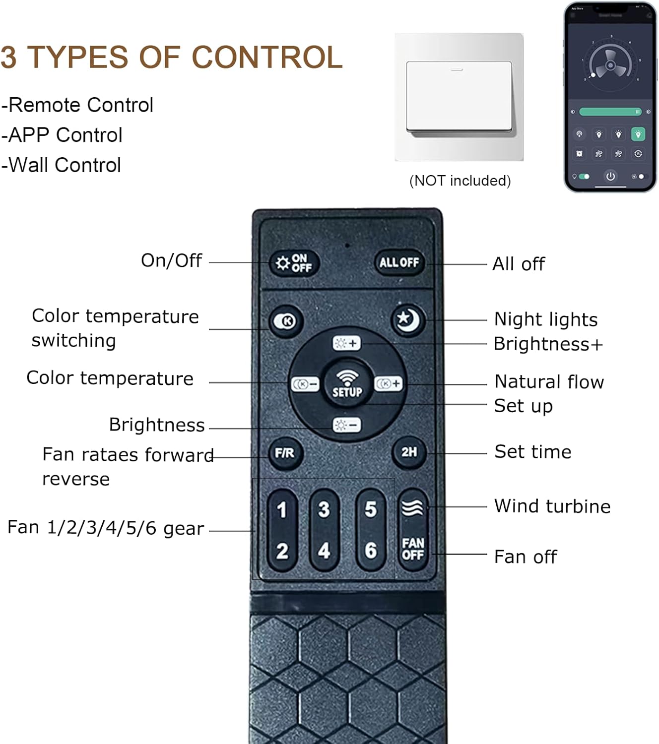 52 inch Black Ceiling Fans with Lights and Remote - Flush Mount Low Profile Ceiling Fan with Light, Reversible, 3CCT, Dimmable, Modern Indoor Ceiling Fan for Bedroom Living Room, Covered Patios