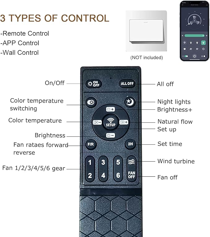 Ventilador de Techo 52 Pulgadas con Luz y Control Remoto, 6 miniatura 8