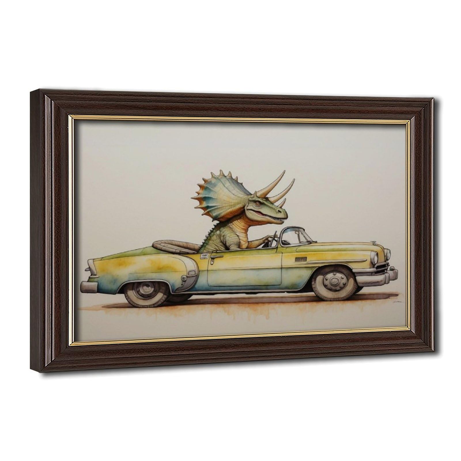 Bareronor Mokume Gane Frame-Style Dinosaur Canvas Poster For Living Room Decor Gift