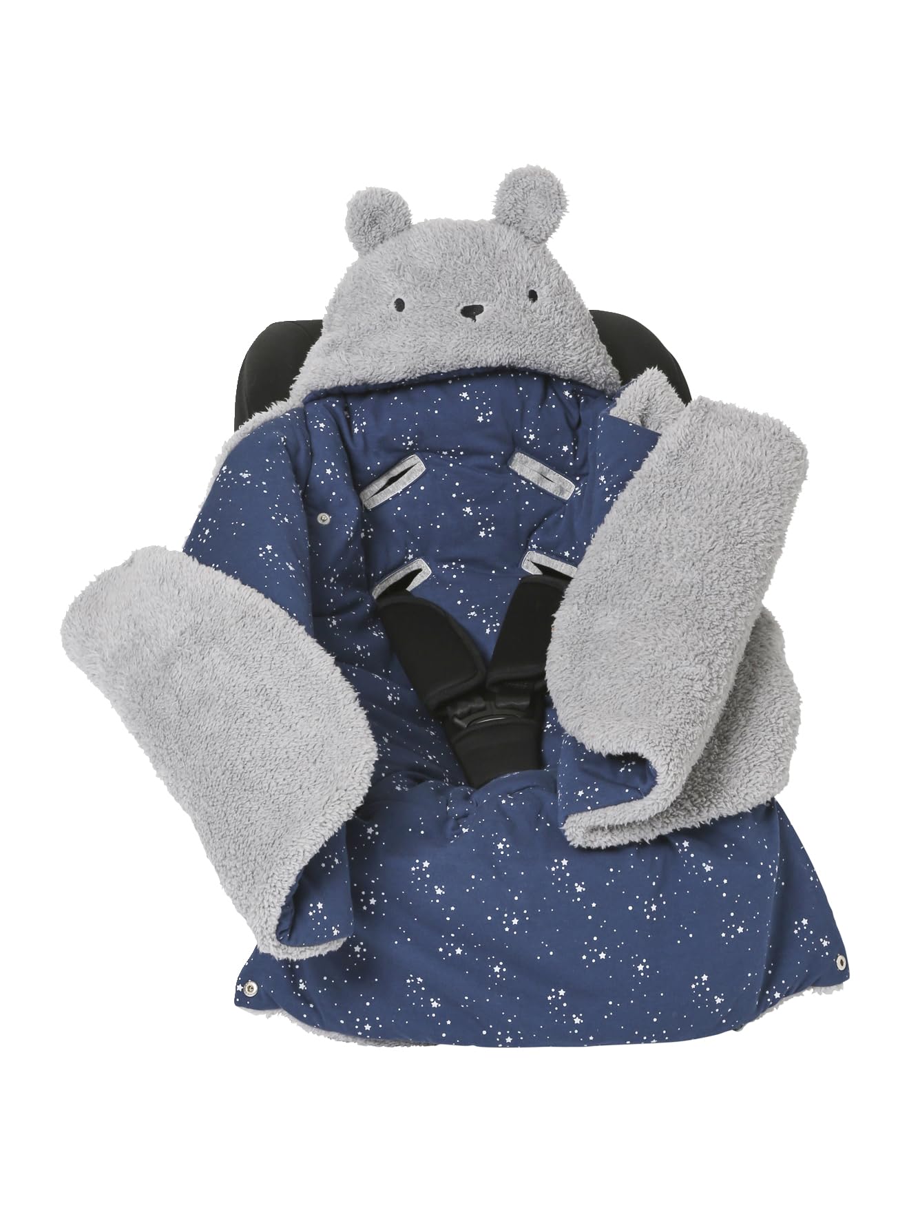 VERTBAUDET2-in-1 Baby Ausfahrsack/Wickelunterlage, Teddy Oeko-Texgrau