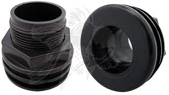 AM Brand 1" Slip x Slip 1" 3/4" Hole Twin Pack - Black PVC Aquarium Bulkhead Fitting - For Aquariums & Filtration Sumps