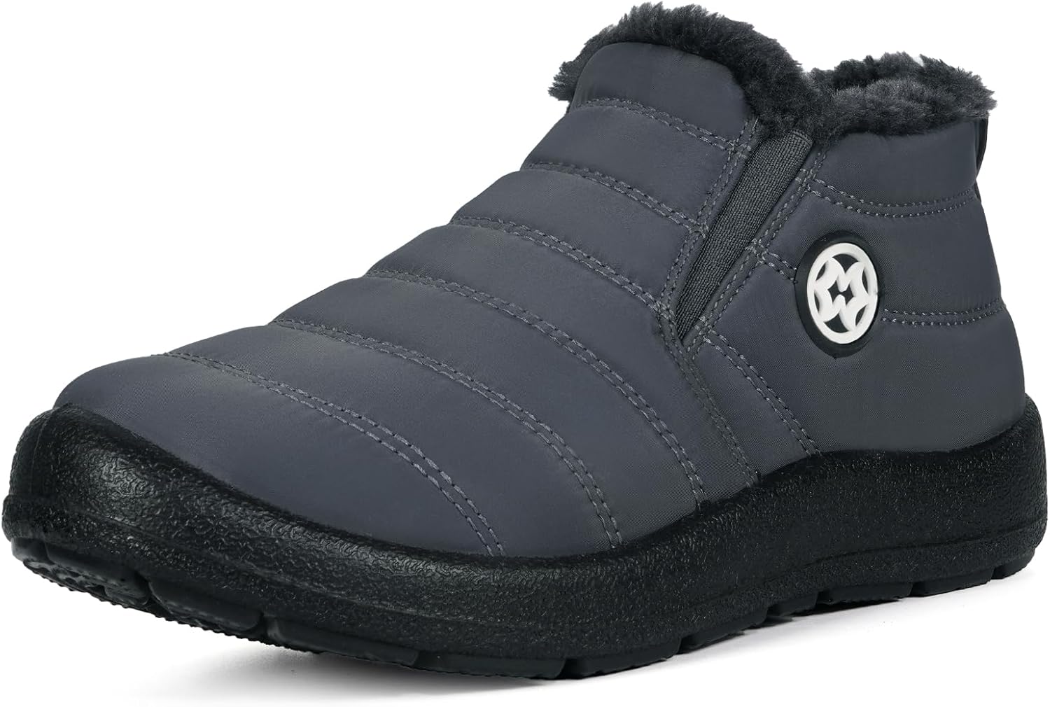 Eagsouni snow boots womens winter ankle boots ladies warm fur lined booties  thickening shoes zip flat sneakers outdoor booties low top grey us 39 