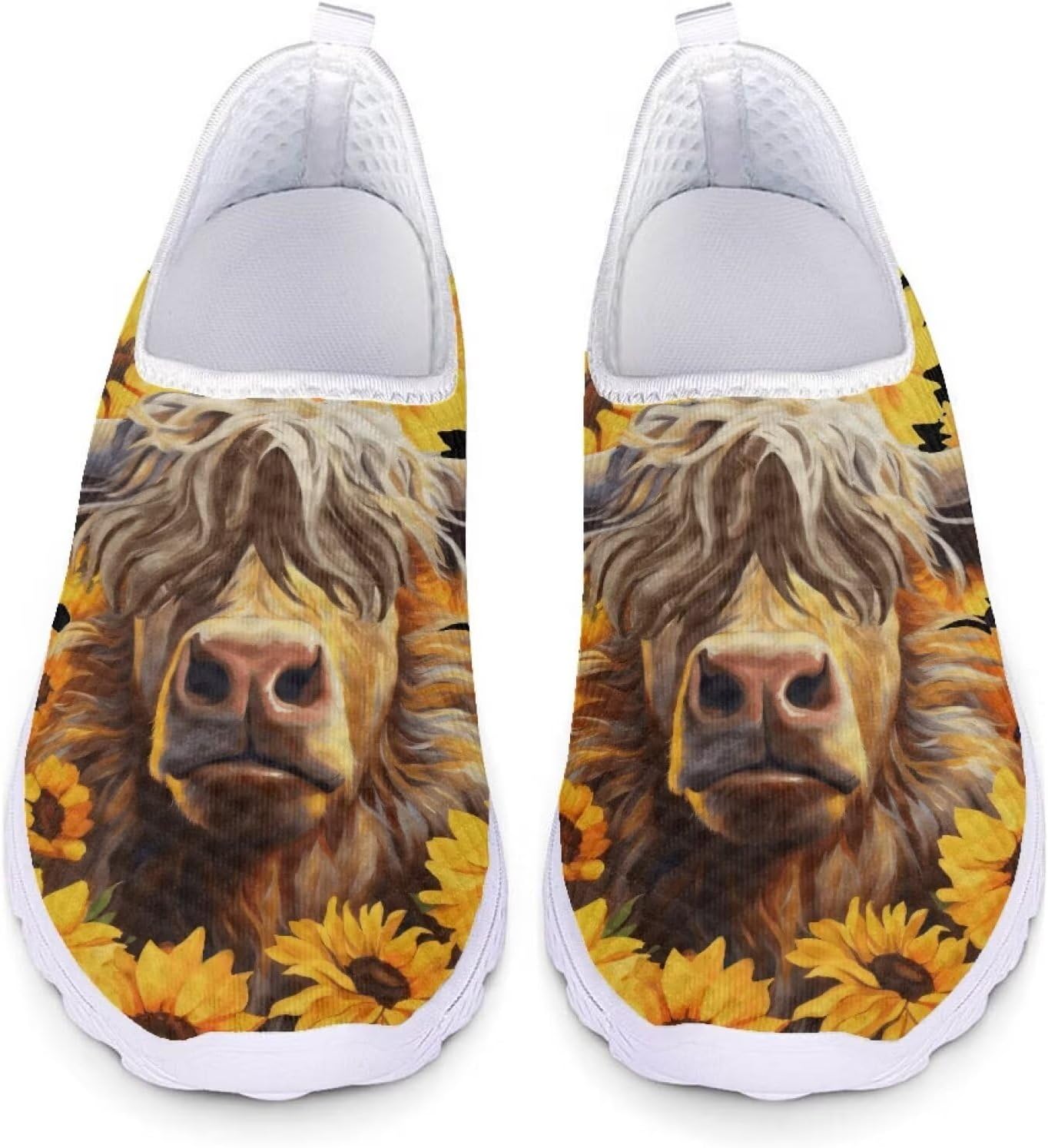POLERO Sunflower Slip On Shoes for Women Butterfly Walking Shoes Lightweight Water Shoes Casual Sports Mesh Shoes