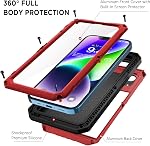 Beasyjoy for iPhone 14 Case Waterproof, Metal Full Body Protective Heavy Duty with Built-in Screen Protector, Military Grade Shockproof Dustproof Defender Rugged Case 6.1 Inch,Red