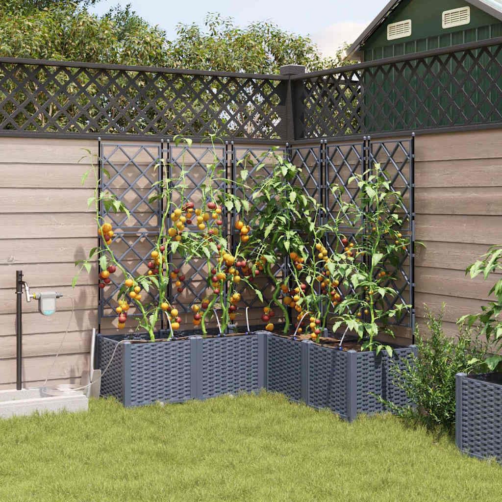 Lot de 5 pots de fleurs de jardin en plastique Gris clair 120 x