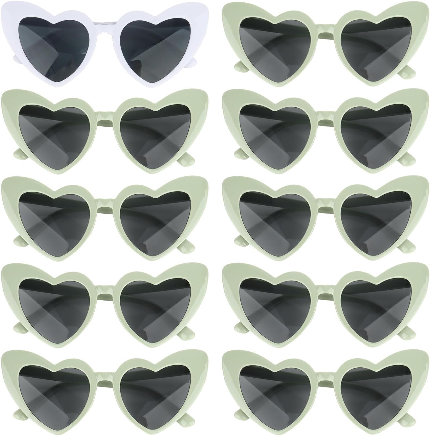 Jaciya 10-Pack Heart Shaped Sunglasses for Bachelorette Party, Wedding, and Photo Shoots